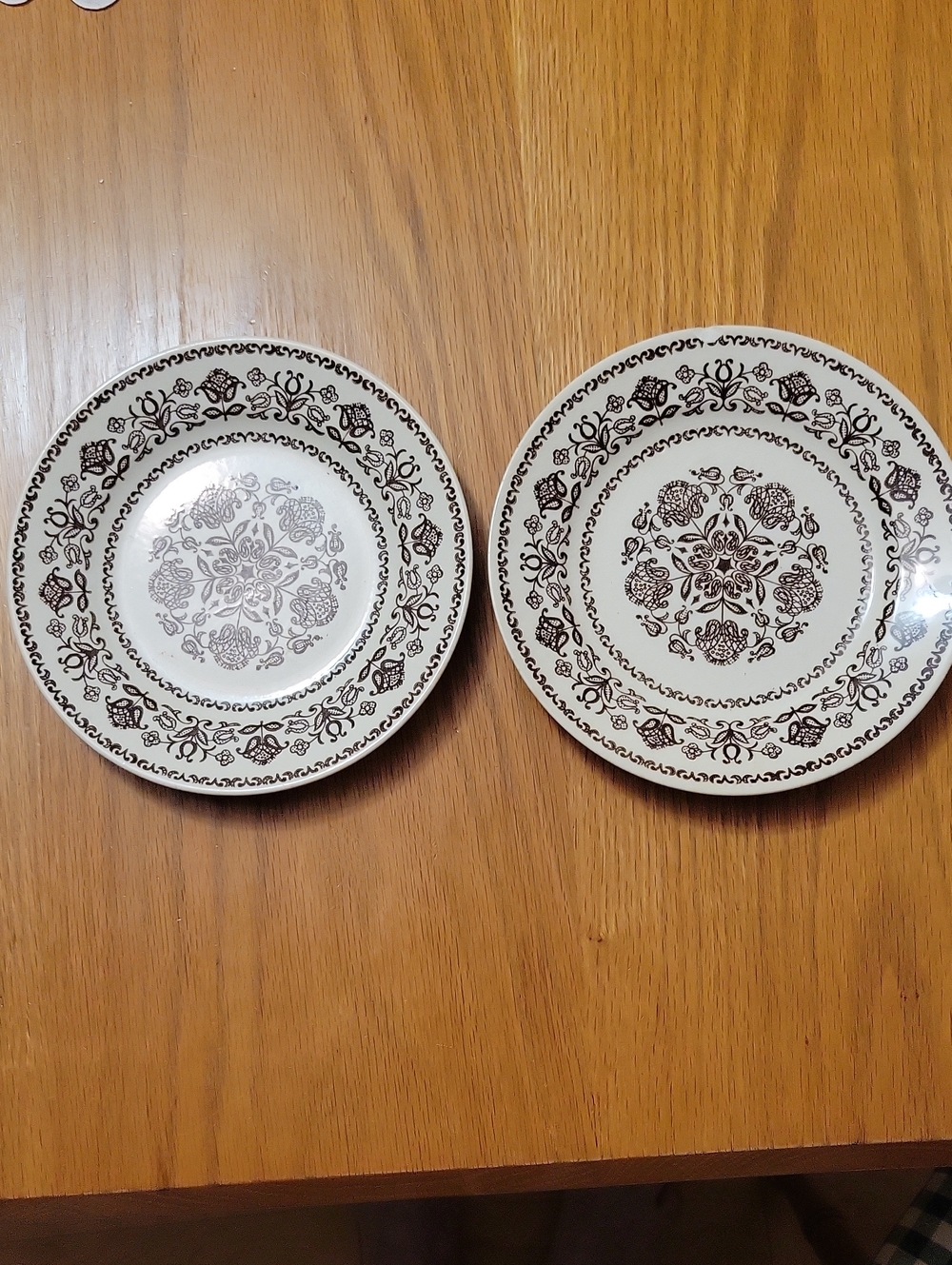 Royal Wellesley USA, 2 Bread & Butter Plates Brown & Ivory